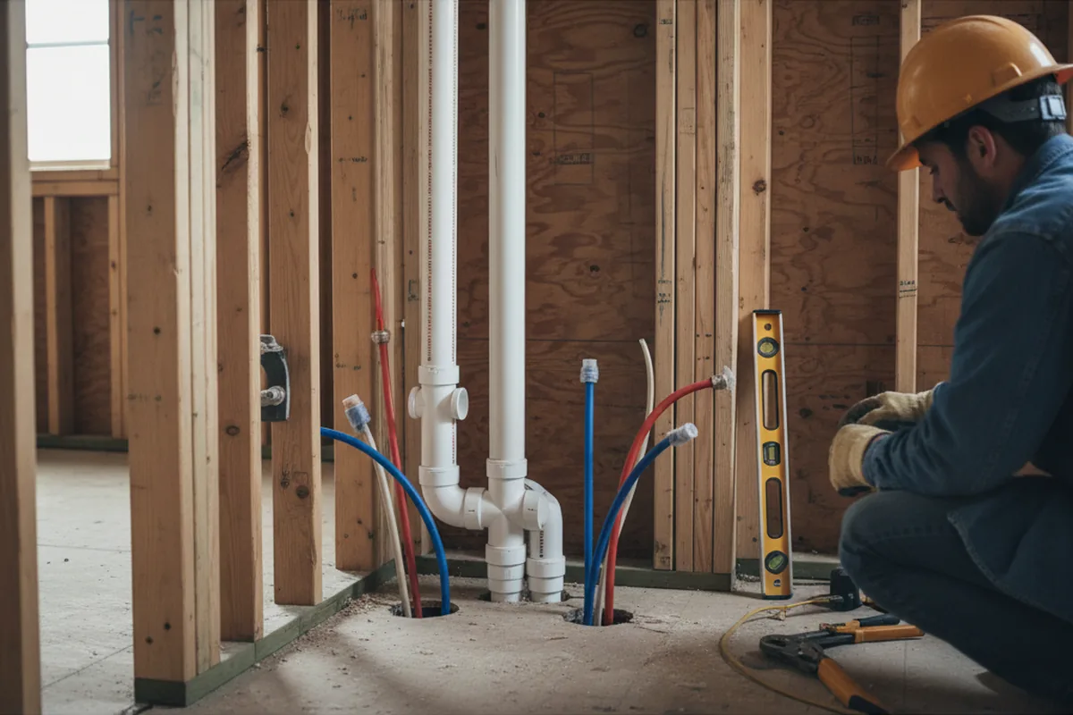 Drain and supply rough-in during Leak Detection in Seaford