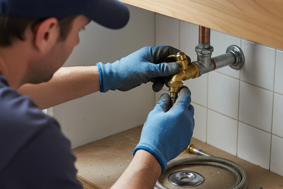Shutoff valve and fitting work during Burst Pipe Repair in Seaford